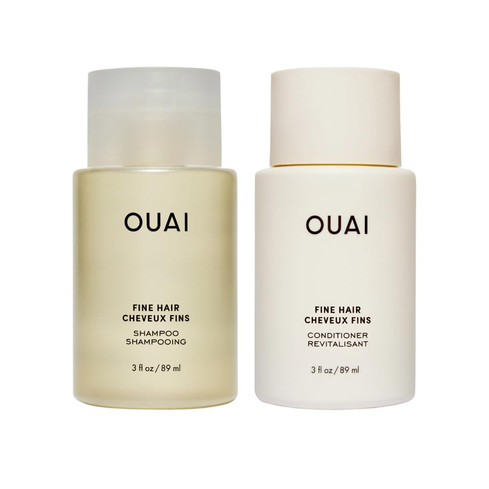 OUAI Fine Shampoo and Conditioner Set - Sulfate Free Shampoo and Conditioner for Women & Men - Made with Keratin, Marshmallow Root, Shea Butter & Avocado Oil - Free of Parabens & Phthalates (10 Fl Oz)