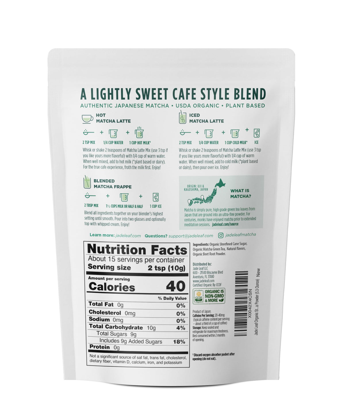 Jade Leaf Matcha Latte Mix, Original, 1000g / 35.3oz