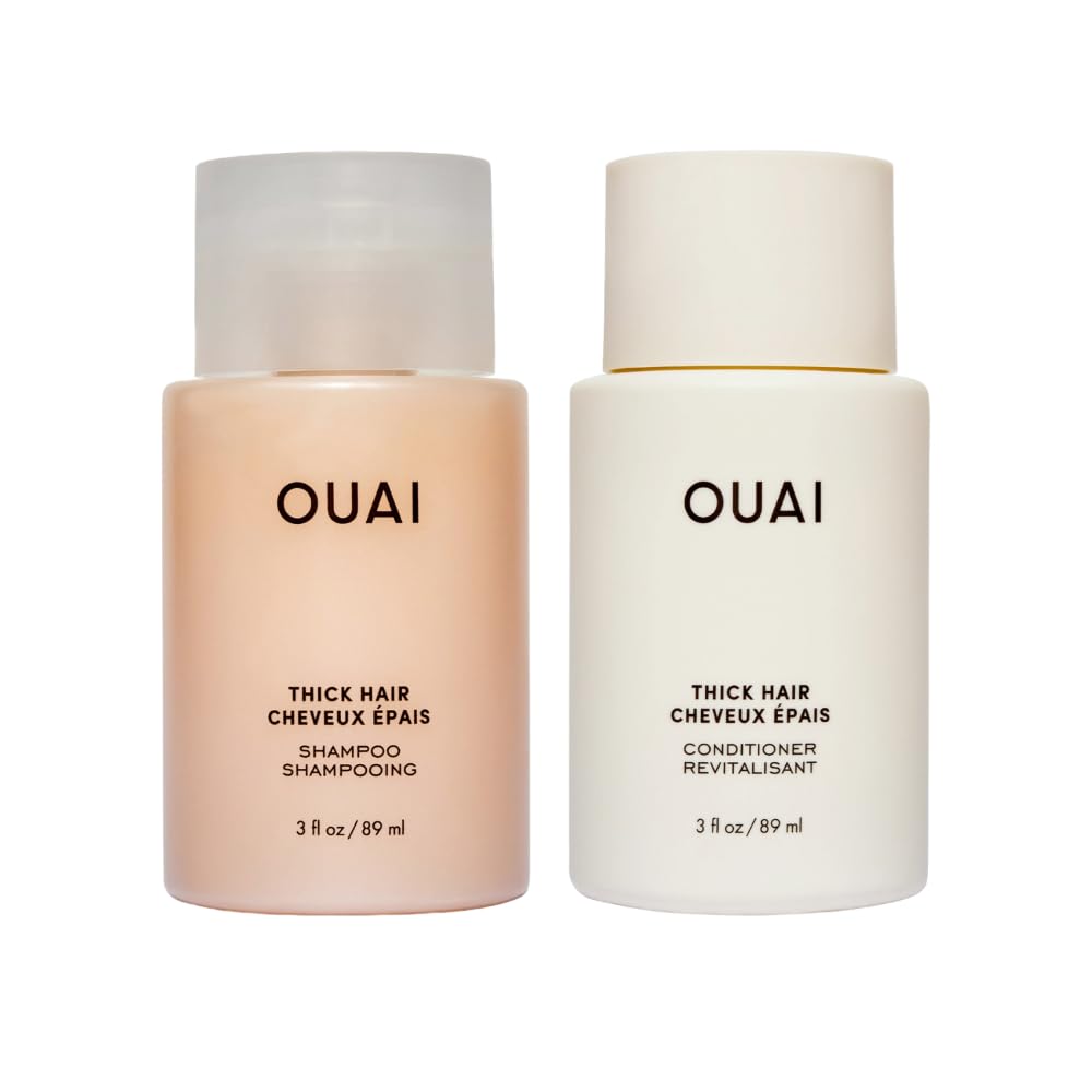 OUAI Fine Shampoo and Conditioner Set - Sulfate Free Shampoo and Conditioner for Women & Men - Made with Keratin, Marshmallow Root, Shea Butter & Avocado Oil - Free of Parabens & Phthalates (10 Fl Oz)