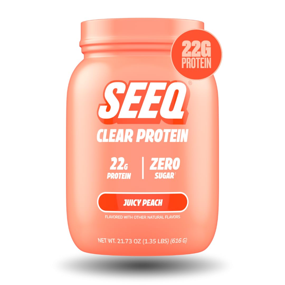SEEQ Clear Protein Powder - Fruit Punch - 22 Servings - 22g Clear Whey Protein Isolate - Zero Sugar - 0g Lactose - Allergen Friendly - GLP1 Support - Bone Health - Muscle Post Workout Recovery