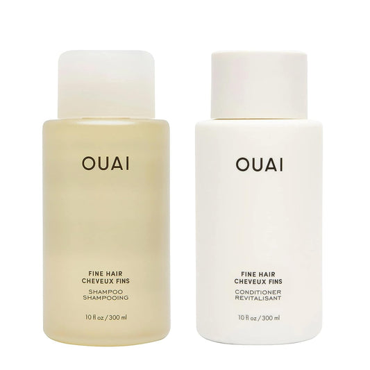 OUAI Fine Shampoo and Conditioner Set - Sulfate Free Shampoo and Conditioner for Women & Men - Made with Keratin, Marshmallow Root, Shea Butter & Avocado Oil - Free of Parabens & Phthalates (10 Fl Oz)