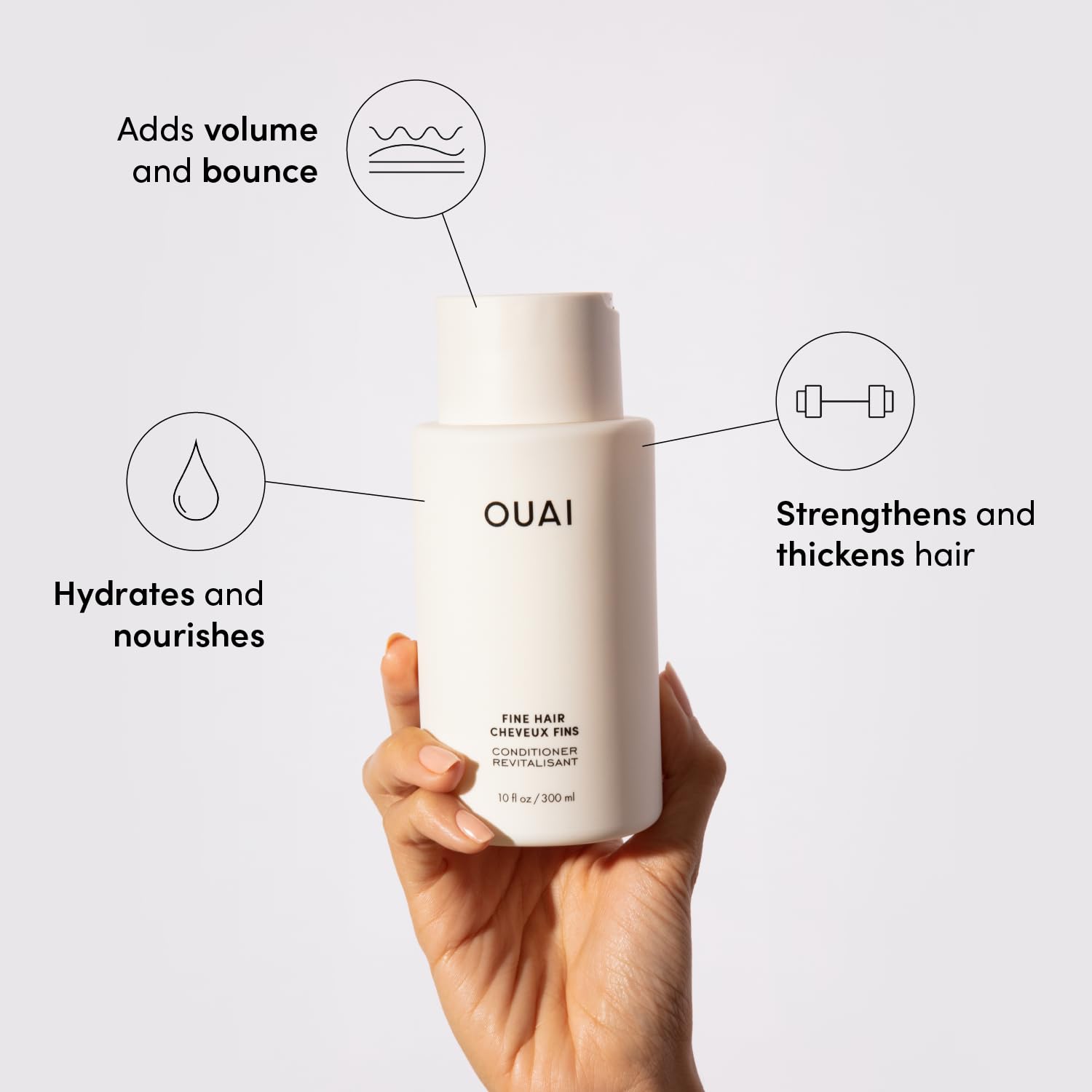 OUAI Fine Shampoo and Conditioner Set - Sulfate Free Shampoo and Conditioner for Women & Men - Made with Keratin, Marshmallow Root, Shea Butter & Avocado Oil - Free of Parabens & Phthalates (10 Fl Oz)