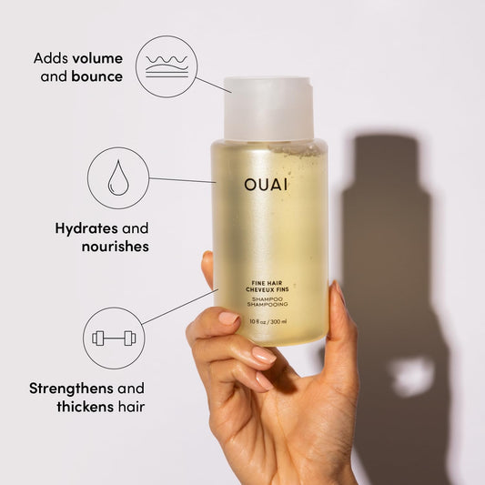 OUAI Fine Shampoo and Conditioner Set - Sulfate Free Shampoo and Conditioner for Women & Men - Made with Keratin, Marshmallow Root, Shea Butter & Avocado Oil - Free of Parabens & Phthalates (10 Fl Oz)