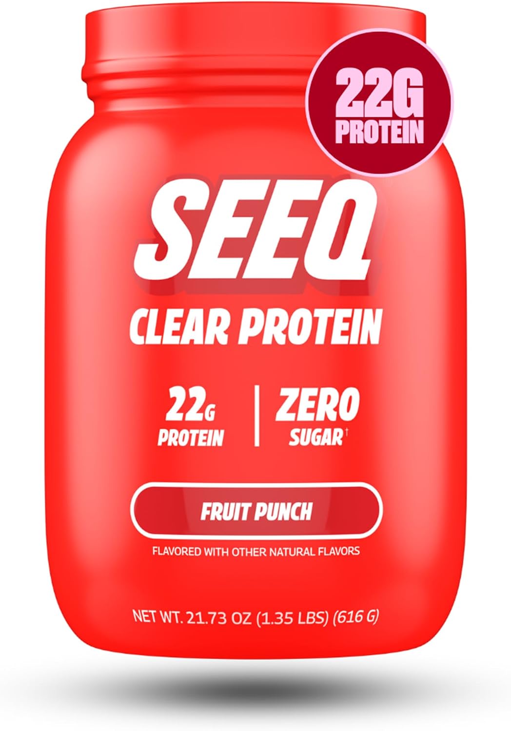 SEEQ Clear Protein Powder - Fruit Punch - 22 Servings - 22g Clear Whey Protein Isolate - Zero Sugar - 0g Lactose - Allergen Friendly - GLP1 Support - Bone Health - Muscle Post Workout Recovery