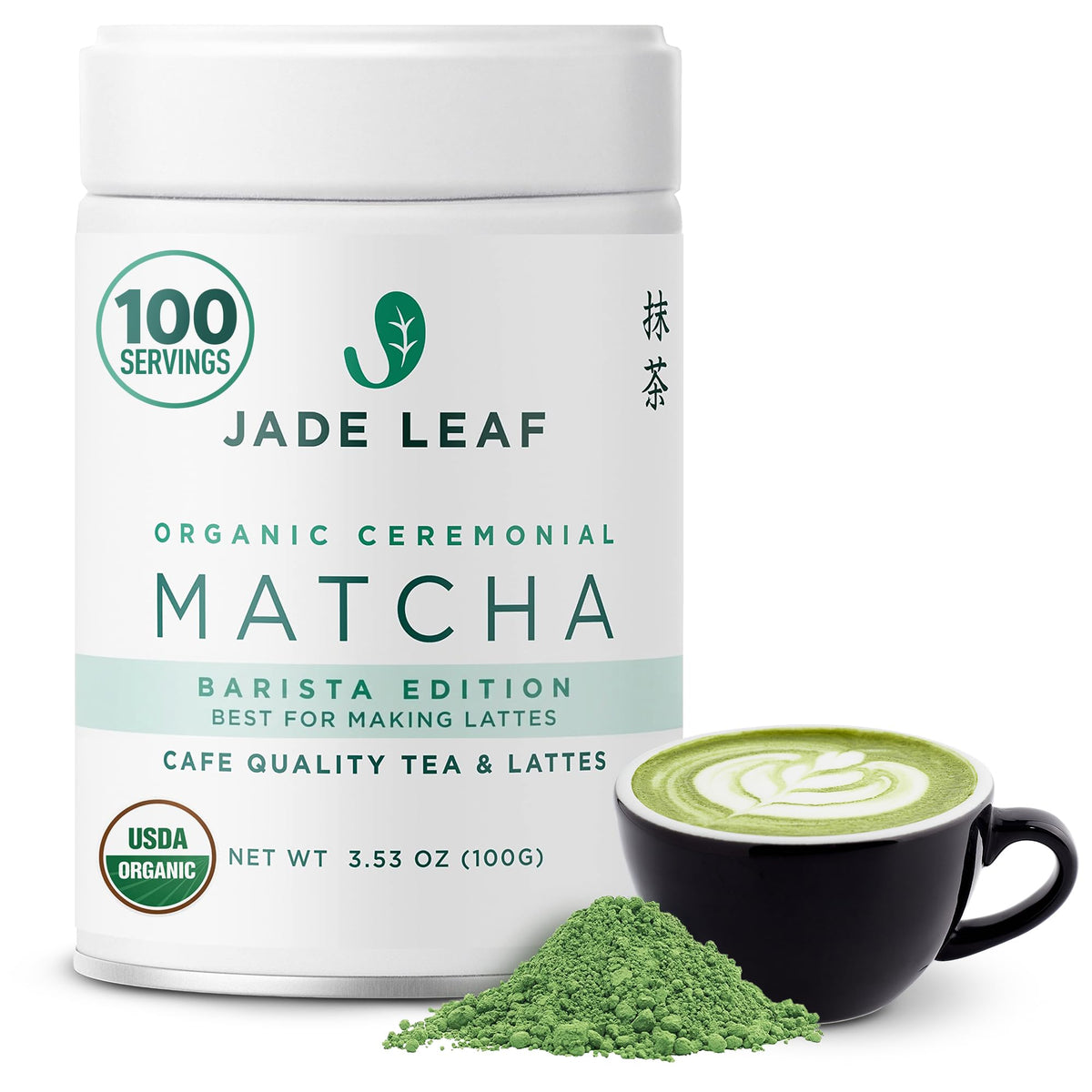 Jade Leaf Ceremonial Grade Matcha Powder, First Harverst, 100g / 3.53oz Tin