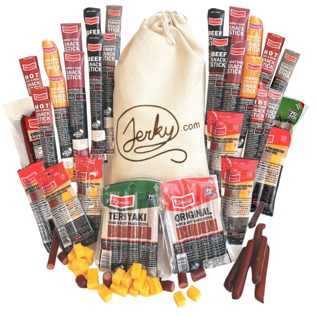 Jerky.com 26pc Meat Sticks Jerky Variety Pack - Beef Jerky Gifts for Men