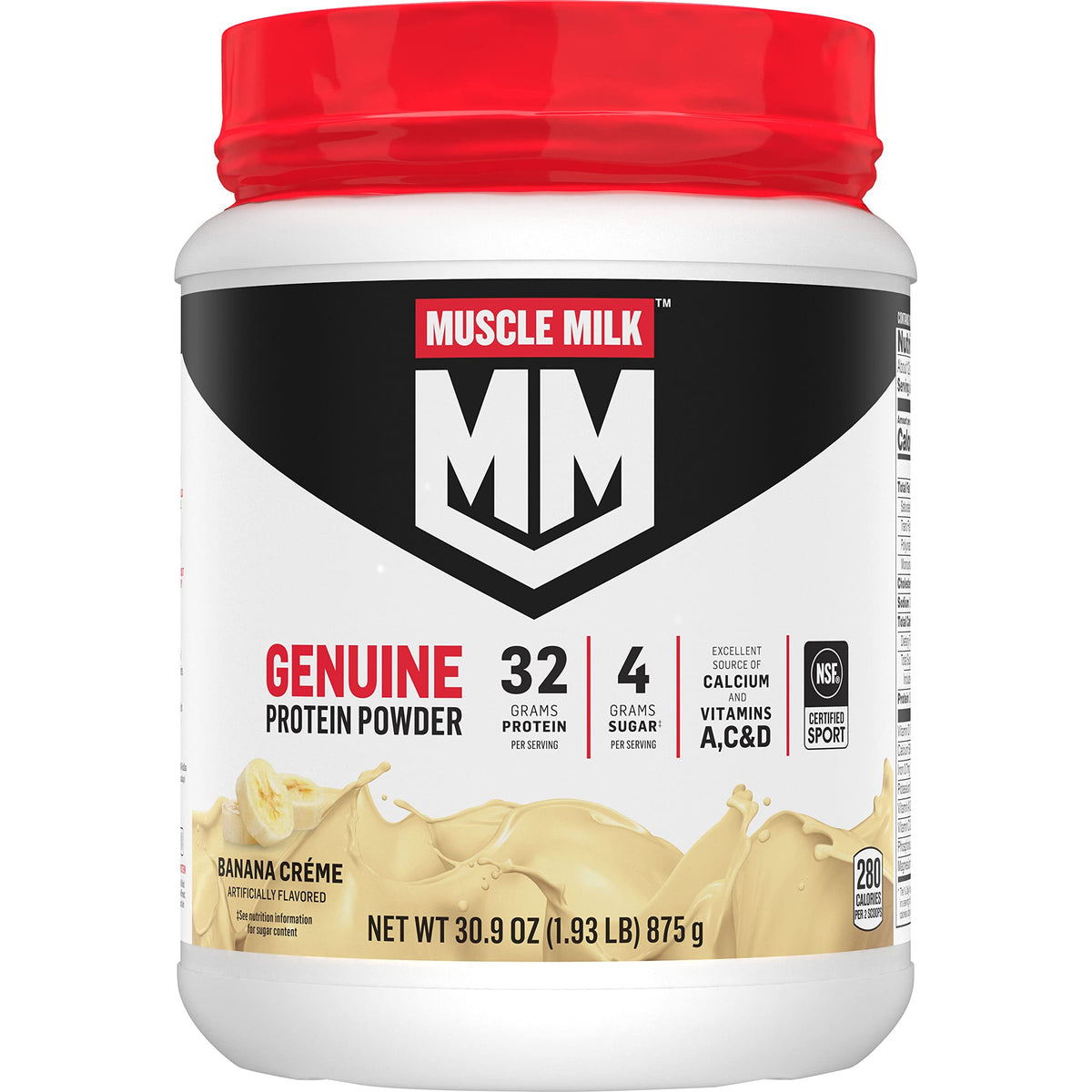 Muscle Milk Genuine Protein Powder, Chocolate, 4.94 Pound, 32 Servings, 32g Protein, 2g Sugar, Calcium, Vitamins A, C & D, NSF Certified for Sport, Energizing Snack, Packaging May Vary