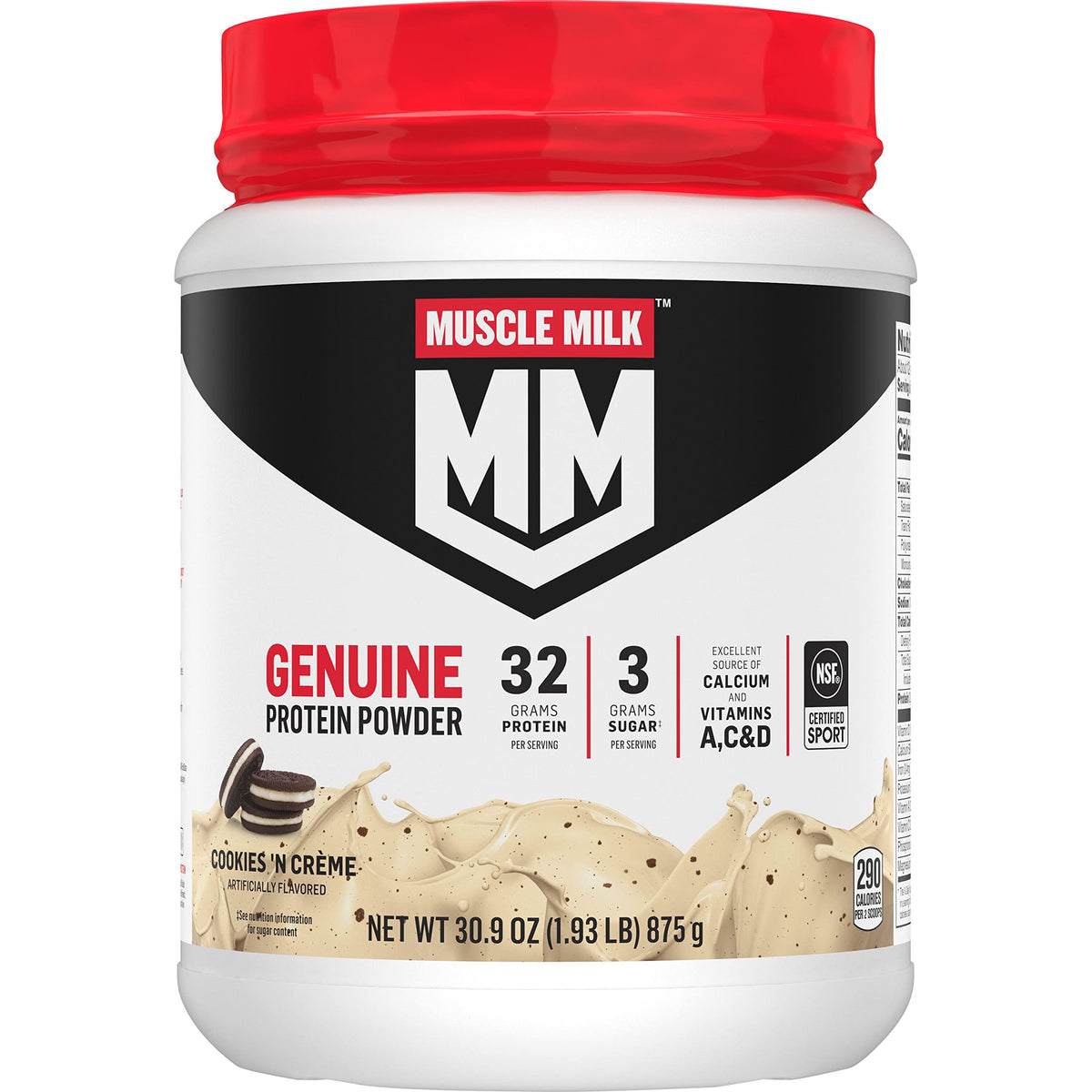 Muscle Milk Genuine Protein Powder, Chocolate, 4.94 Pound, 32 Servings, 32g Protein, 2g Sugar, Calcium, Vitamins A, C & D, NSF Certified for Sport, Energizing Snack, Packaging May Vary