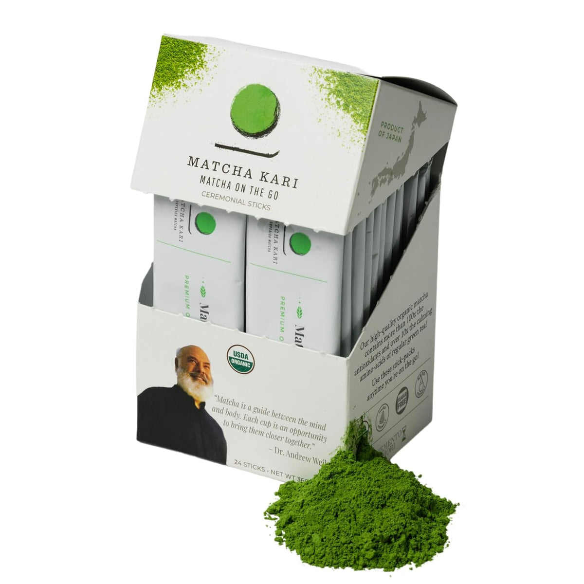 Dr. Weil Matcha Kari Organic Matcha Sticks - Ceremonial Grade - 24 Packets