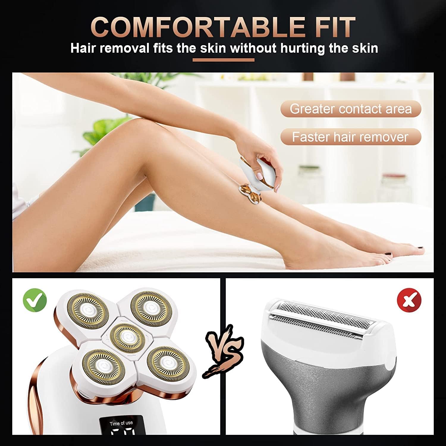 2-in-1 Electric Razors for Women, Wet/Dry 5D Razor & Hair Trimmer with USB Adapter Charging Cable,5D Rechargeable Rotary Shaver Lithium-Ion Battery, Water Resistant Grooming Kit Color B