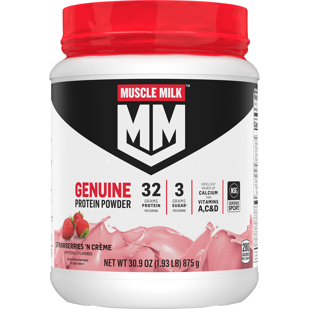 Muscle Milk Genuine Protein Powder, Chocolate, 4.94 Pound, 32 Servings, 32g Protein, 2g Sugar, Calcium, Vitamins A, C & D, NSF Certified for Sport, Energizing Snack, Packaging May Vary