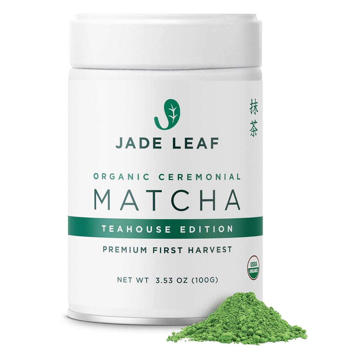 Jade Leaf Ceremonial Grade Matcha Powder, First Harverst, 100g / 3.53oz Tin