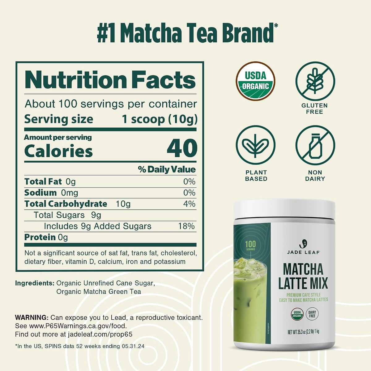 Jade Leaf Matcha Latte Mix, Original, 1000g / 35.3oz