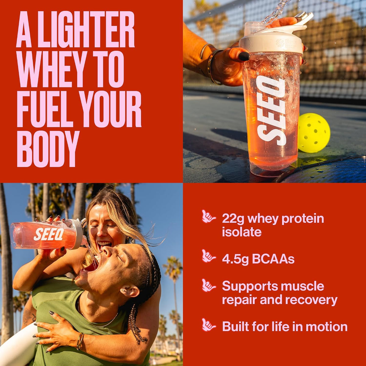 SEEQ Clear Protein Powder - Fruit Punch - 22 Servings - 22g Clear Whey Protein Isolate - Zero Sugar - 0g Lactose - Allergen Friendly - GLP1 Support - Bone Health - Muscle Post Workout Recovery