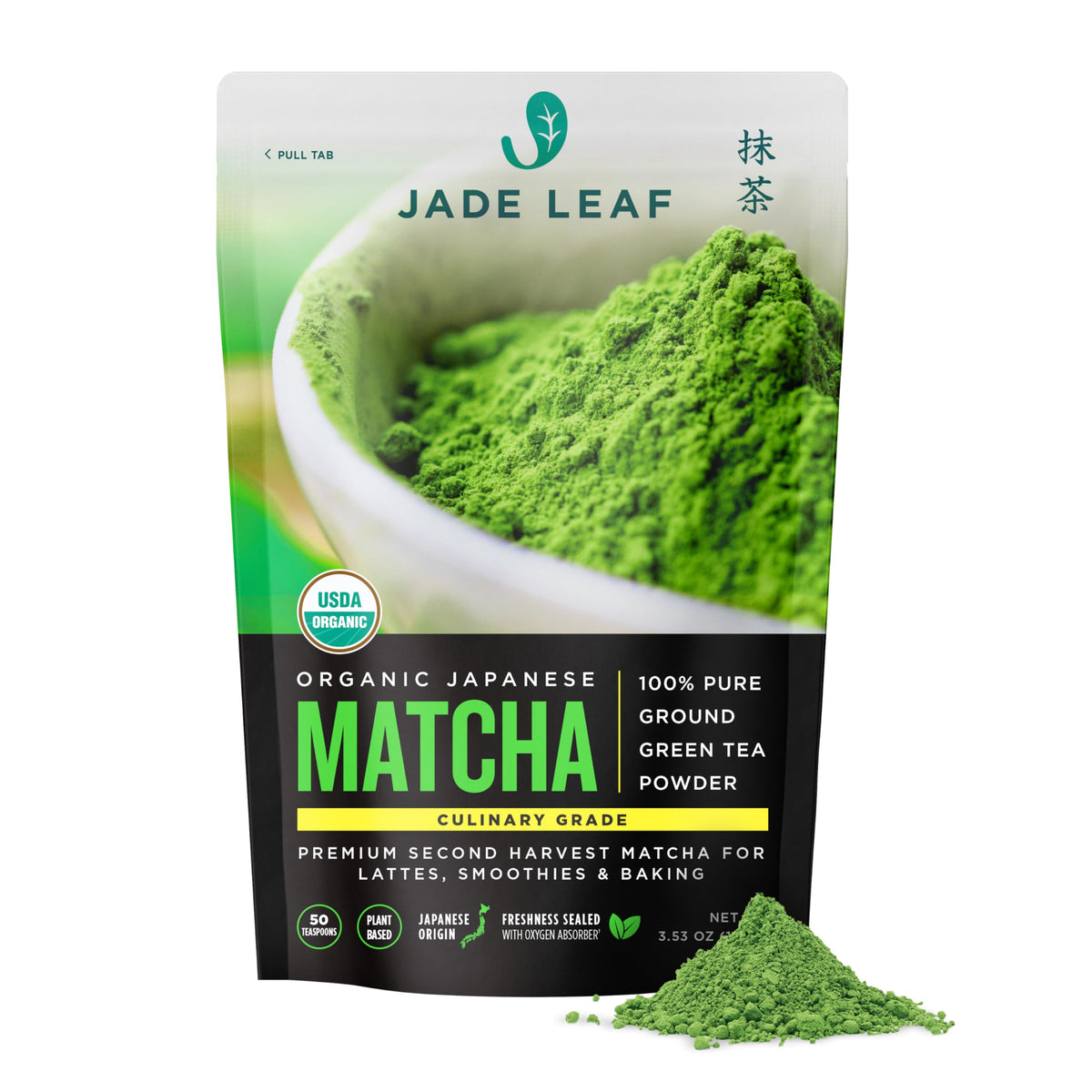 Jade Leaf Ceremonial Grade Matcha Powder, First Harverst, 100g / 3.53oz Tin
